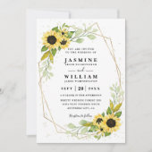 Elegante Zonnebloemen Rustieke Moderne QR Code Tro Kaart (Voorkant)
