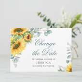 Elegante Zonnebloemen Verander het Datum Vrijgezel Kaart (Staand voorkant)