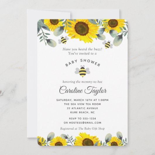 Elegante zonnebloemen zoet als kan Baby shower Kaart (Voorkant)