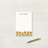 Elegante zonnebloementuin post-it® notes (Op bureau)