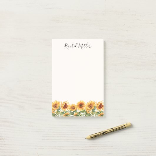 Elegante zonnebloementuin post-it® notes (Op bureau)