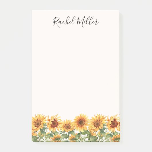 Elegante zonnebloementuin post-it® notes (Voorkant)