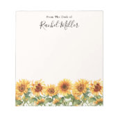 Elegante zonnebloementuin vanaf het bureau van notitieblok (Voorkant)