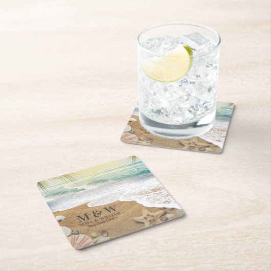 Elegante Zonneschijn En Blauwe Oceaan Strand Kartonnen Onderzetters (Insitu)