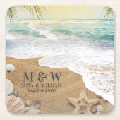 Elegante Zonneschijn En Blauwe Oceaan Strand Kartonnen Onderzetters (Voorkant)