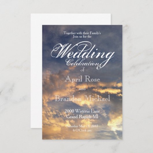 Elegante zonsondergang bruiloft kaart (Voorkant / Achterkant)