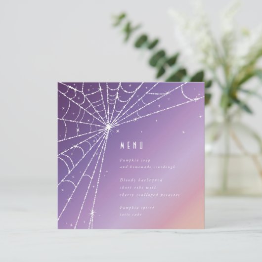 Elegante Zonsondergang Diamant Spin Web Square / R Menu (Staand voorkant)