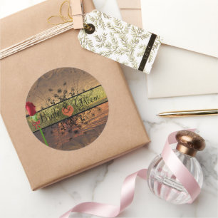 Elegante Zonsondergang Trouwstickers Ronde Sticker