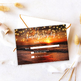 Elegante Zonsondergang Zomer Strand Bruiloft RSVP Kaart