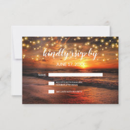 Elegante Zonsondergang Zomer Strand Bruiloft RSVP- Kaart