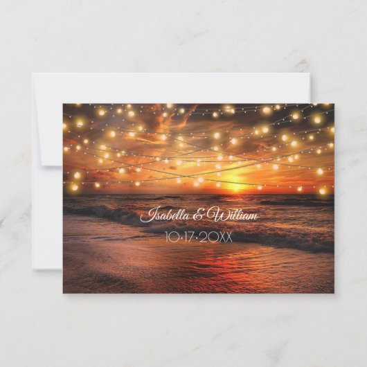 Elegante Zonsondergang Zomer Strand Bruiloft RSVP- Kaart (Achterkant)