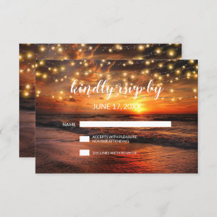 Elegante Zonsondergang Zomer Strand Bruiloft RSVP- Kaart