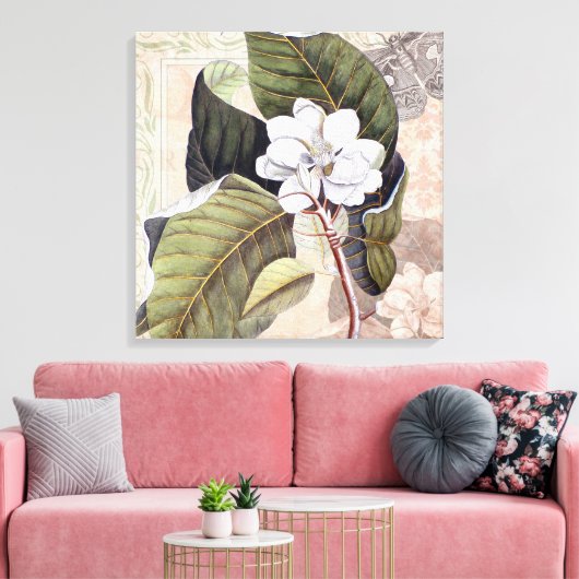 Elegante Zuid-Witte Magnolia Canvas Afdruk (Insitu (Woonkamer))