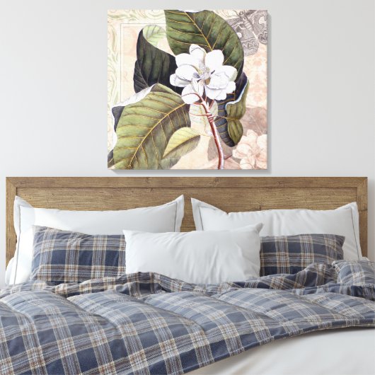 Elegante Zuid-Witte Magnolia Canvas Afdruk (Insitu (Slaapkamer))