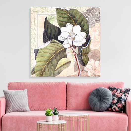 Elegante  Zuid-Witte Magnolia Canvas Afdruk (Insitu (Woonkamer))