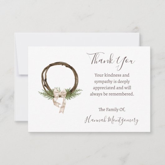 Elegante zuidelijke uitvaart sympathie dank u kaar notitiekaartje (Voorkant)