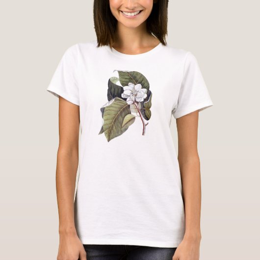 Elegante Zuidelijke Witte Magnolia Bloem T-shirt (Voorkant)
