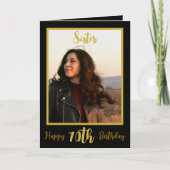 Elegante Zus 70e Verjaardag Zwart Goud Foto Kaart (Voorkant)