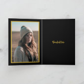 Elegante Zus 70e Verjaardag Zwart Goud Foto Kaart (Binnen)