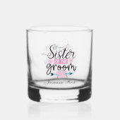 Elegante zuster bruidegom naam toevoegen Bruiloft Whisky Glas (Voorkant)
