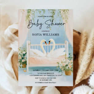 Elegante Zwaan Baby Shower Uitnodiging