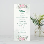 Elegante Zwaan & Blush Roze Trouwmenu - 2-zijdig 5 Menu (Staand voorkant)