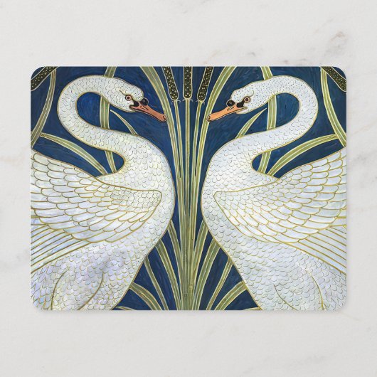 Elegante zwaan bruiloft informatie Kaart Walter Cr (Achterkant)
