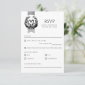 Elegante Zwaan bruiloft RSVP Kaart | Zwart & Wit (Staand voorkant)