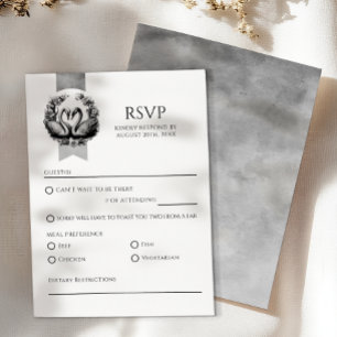 Elegante Zwaan bruiloft RSVP Kaart   Zwart & Wit