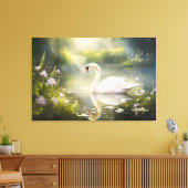 Elegante zwaan in de lente zon canvas afdruk (Insitu (Woonkamer))