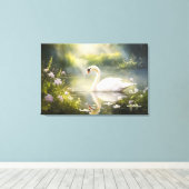Elegante zwaan in de lente zon canvas afdruk (Insitu (Houten vloer))