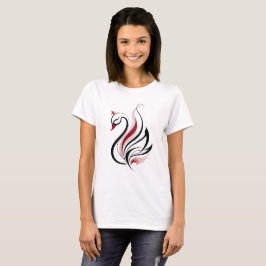 Elegante Zwaan Lijnkunst T-shirt