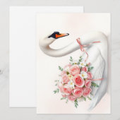 Elegante Zwaan met Rozen Aankondiging (Voorkant / Achterkant)