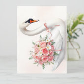 Elegante Zwaan met Rozen Aankondiging (Staand voorkant)