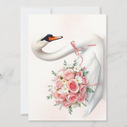 Elegante Zwaan met Rozen Aankondiging (Voorkant)