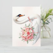Elegante Zwaan met Rozen Feestdagenkaart (Staand voorkant)