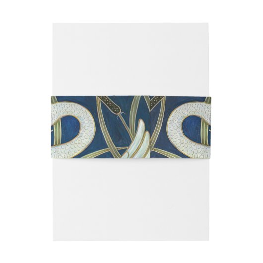 Elegante zwaan-thema bruiloft uitnodiging buik ban uitnodigingen wikkel (Achterkant Voorbeeld)