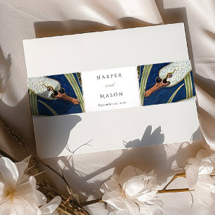 Elegante zwaan-thema bruiloft uitnodiging buik ban uitnodigingen wikkel