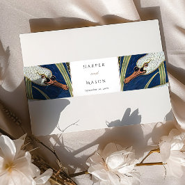 Elegante zwaan-thema bruiloft uitnodiging buik ban uitnodigingen wikkel