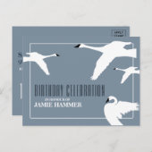 Elegante Zwaan, Verjaardagsuitnodiging Uitnodiging Briefkaart (Voorkant / Achterkant)