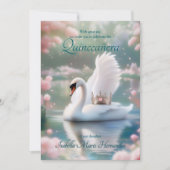 Elegante Zwaanvlinders Roze Tiara Quinceañera Kaart (Voorkant)