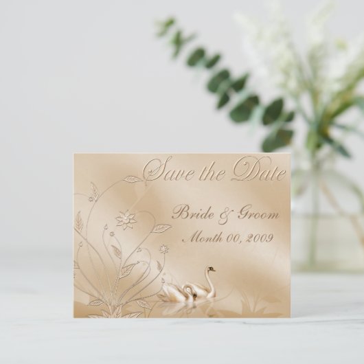 Elegante zwanen Bewaar de datum Briefkaarten (Staand voorkant)