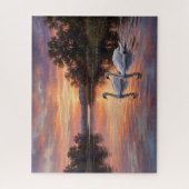 Elegante zwanen bij zonsondergang legpuzzel (Verticaal)