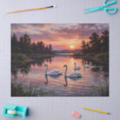 Elegante zwanen bij zonsondergang tissuepapier (Craft)