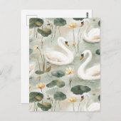 Elegante zwanen briefkaart (Voorkant / Achterkant)