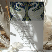Elegante zwanen bruiloft uitnodiging Walter Crane