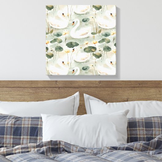 Elegante zwanen canvas afdruk (Insitu (Slaapkamer))
