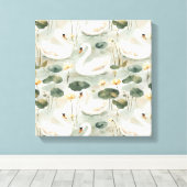 Elegante zwanen canvas afdruk (Insitu (Houten vloer))