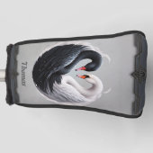 Elegante zwanen die samen een hart vormen. golfheadcover (Voorkant)