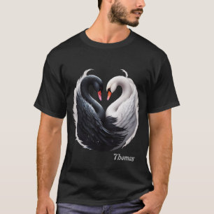 Elegante zwanen die samen een hart vormen. t-shirt